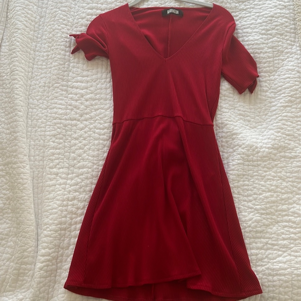 Reformation Ribbed Red Dress